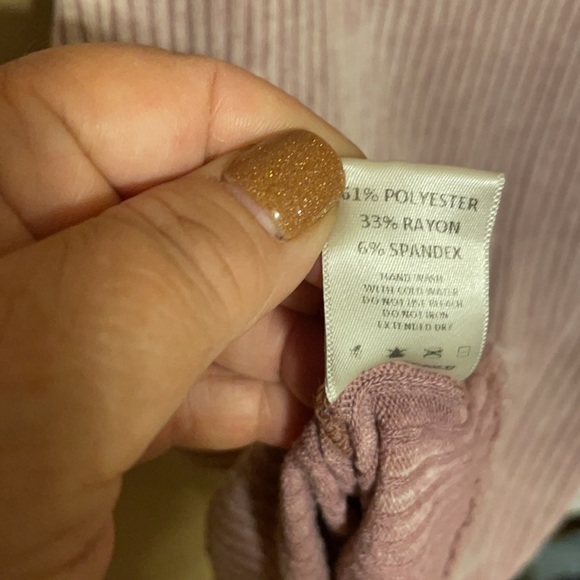 Ribbed Body hugging dress:scoop neck:rose color - Picture 6 of 6